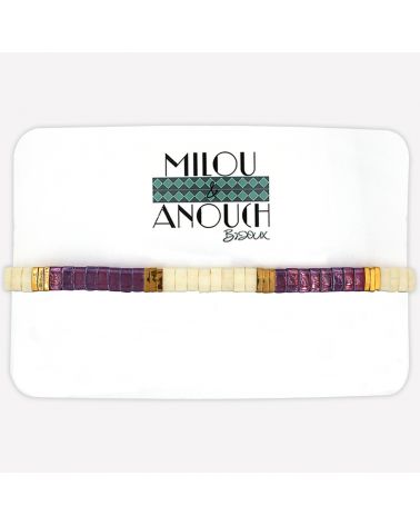 Bracelet VIOLET, BLANC et doré - série "Dis-moi Violette..."  - 1